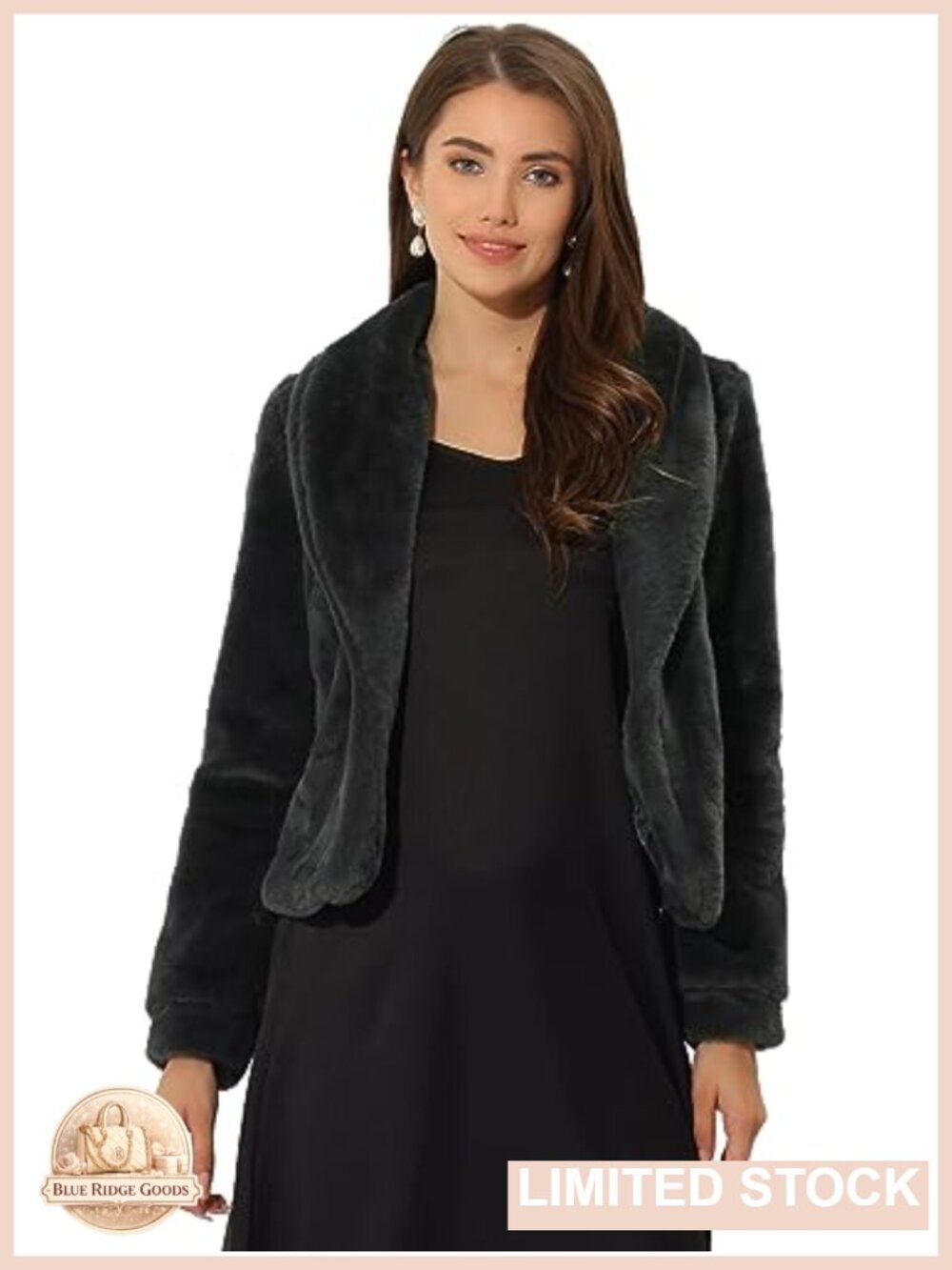 Womens Faux Fur Cropped Coat Fluffy Winter Party Jacket